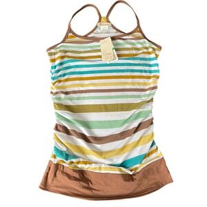 NEW One Clothing Vintage Striped Tank Top Ruched Y2K Retro Large NWT USA Made